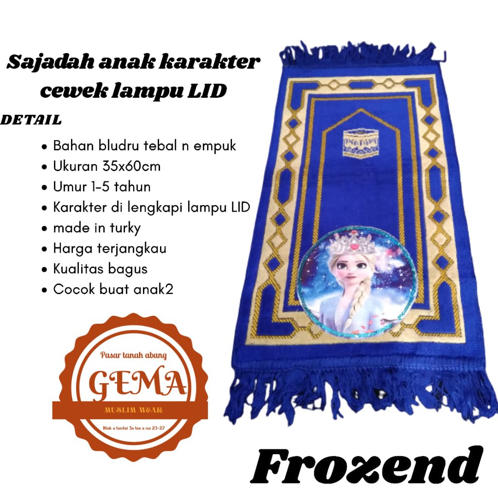sajadah anak karakter cewek frozend lampu lid