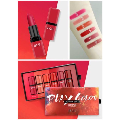 [Per Batang] Lipstick BOB Play Color Solid Lip Glaze