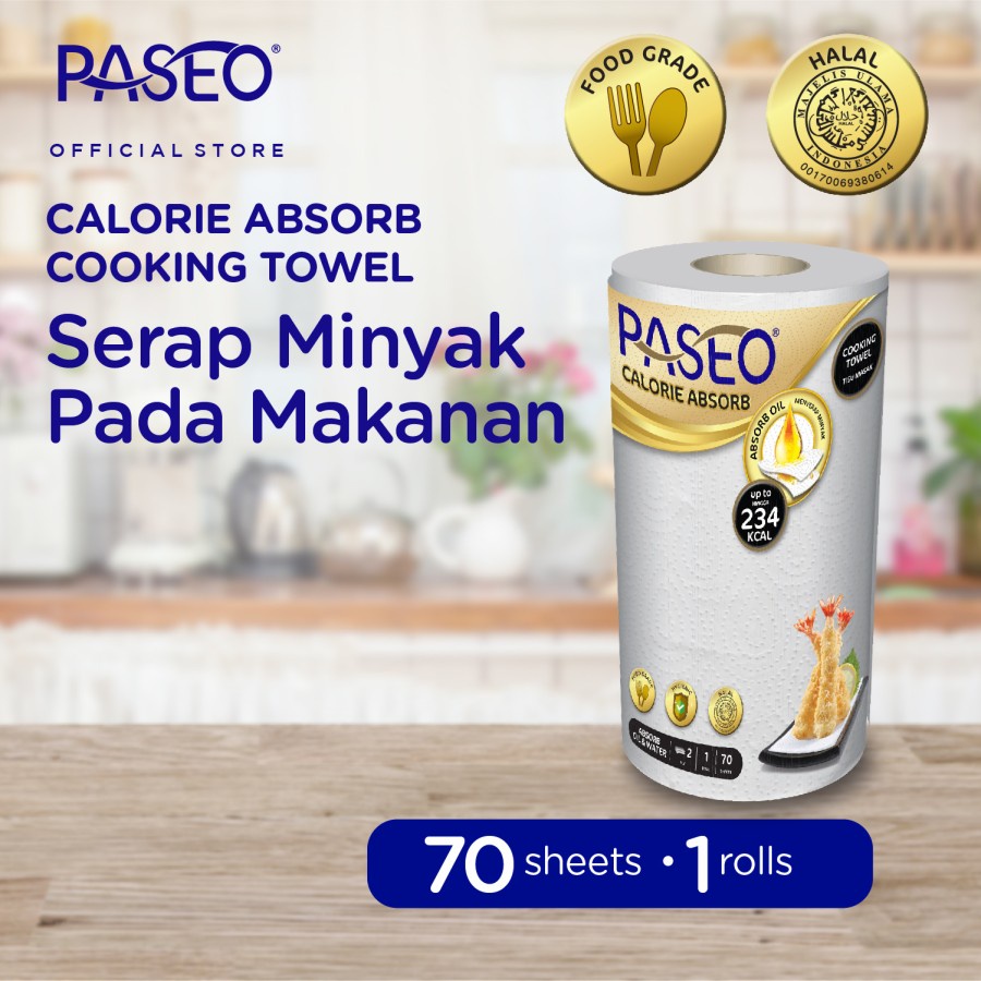 Paseo Calorie Absorb | Tissue Penyerap Minyak &amp; Air | Tissue Dapur 1 Roll