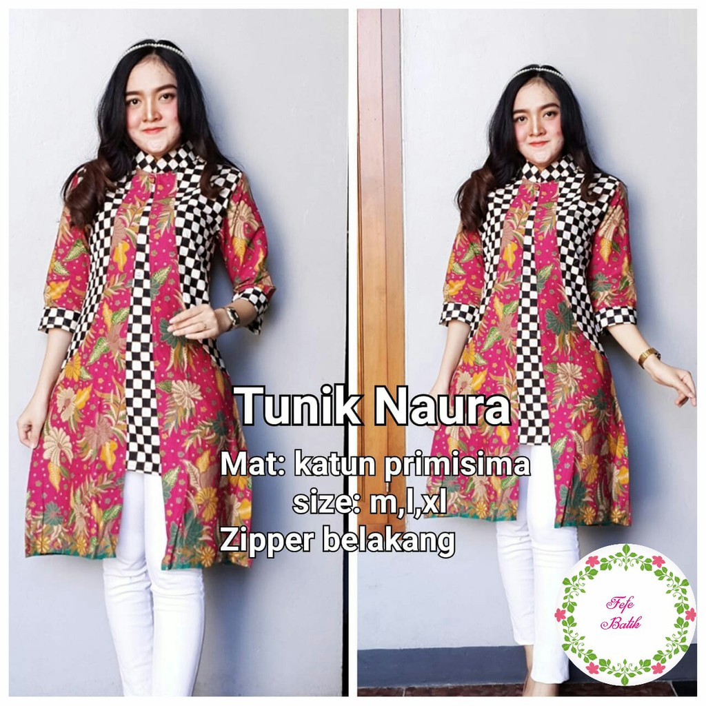 BAJU BATIK WANITA MODEL TUNIK NAURA TERBARU