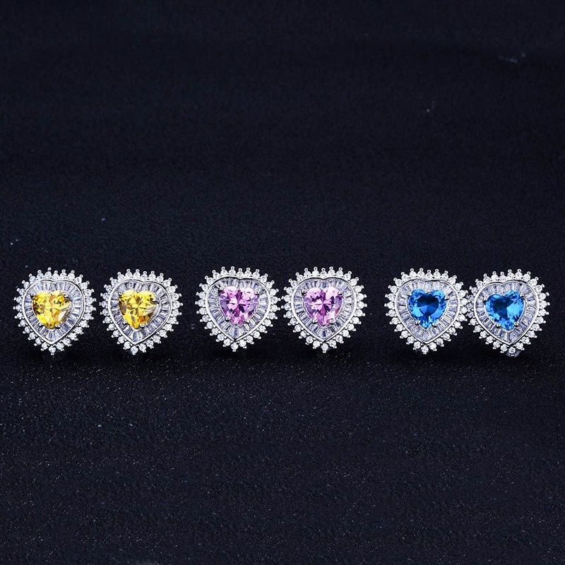 [Ready Stock]Necklace Natural Sapphire Crystal Rings Ear Studs Set