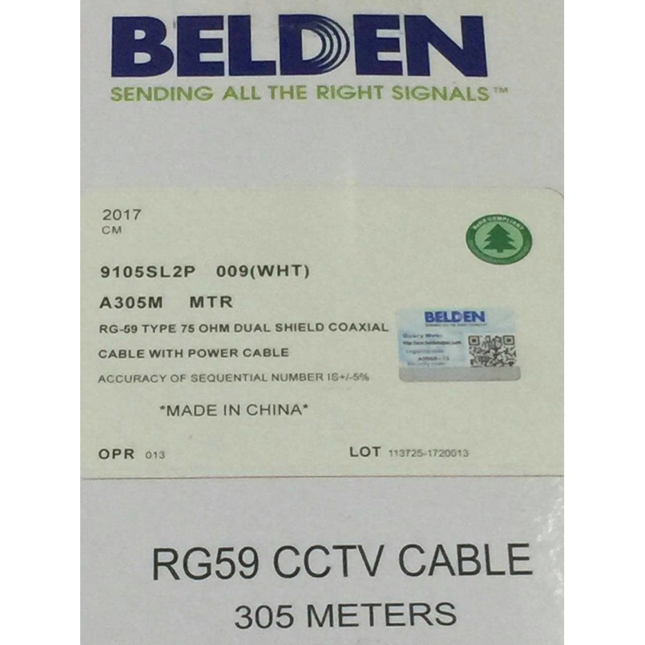 Kabel Belden / CCTV Coaxial RG59+Power 9105SL2P (PUTIH) 305M Original