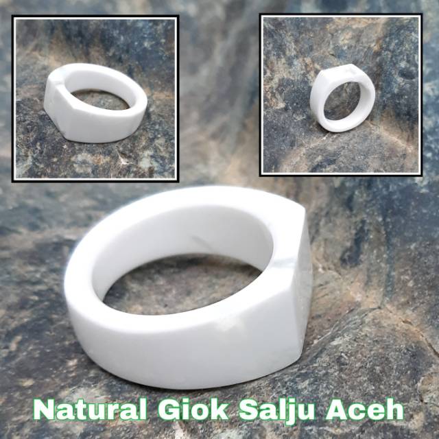 Ring Cincin Natural Giok Salju Aceh Model Kotak