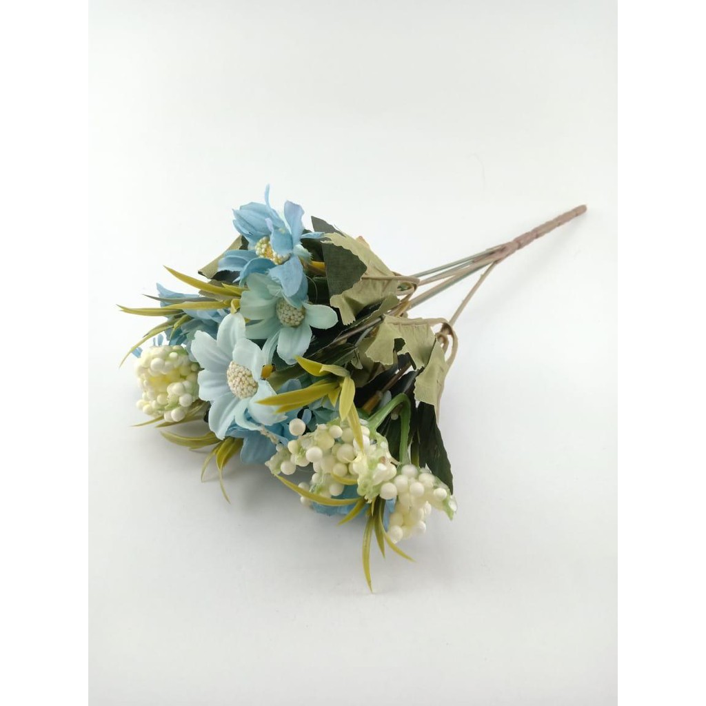 COD BUNGA KRISAN BUNGA TANGKAI PLASTIK BUNGA ARTIFISIAL BUNGA PAJANGAN BUNGA HIASAN BT9028-BIRU