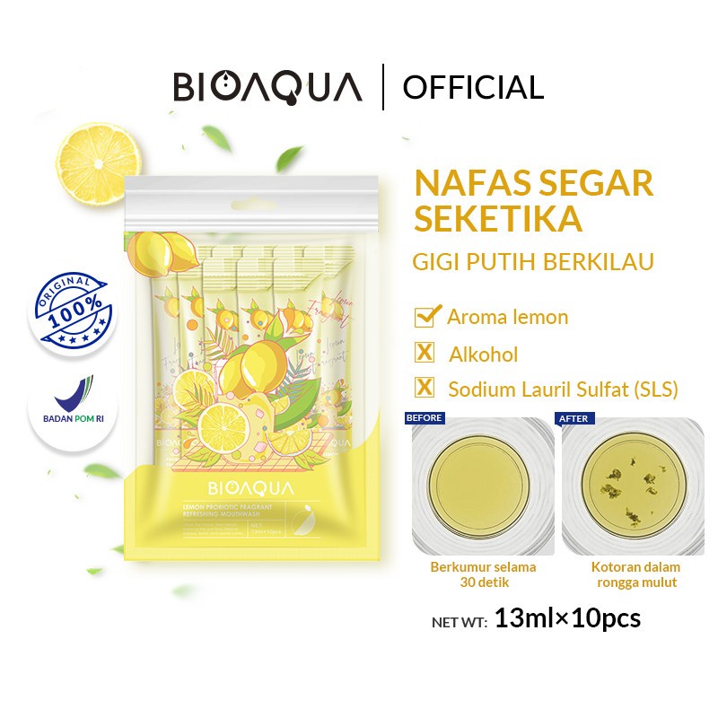 READY BIOAQUA Obat Kumur Probiotic Fragrant Refreshing Mouthwash 13ml x 10pcs Pemutih Gigi Obat Kumur Karang Gigi