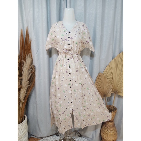 DASTER BALI SENORITA PANJANG BUSUI FRIENDLY-Floral Cream