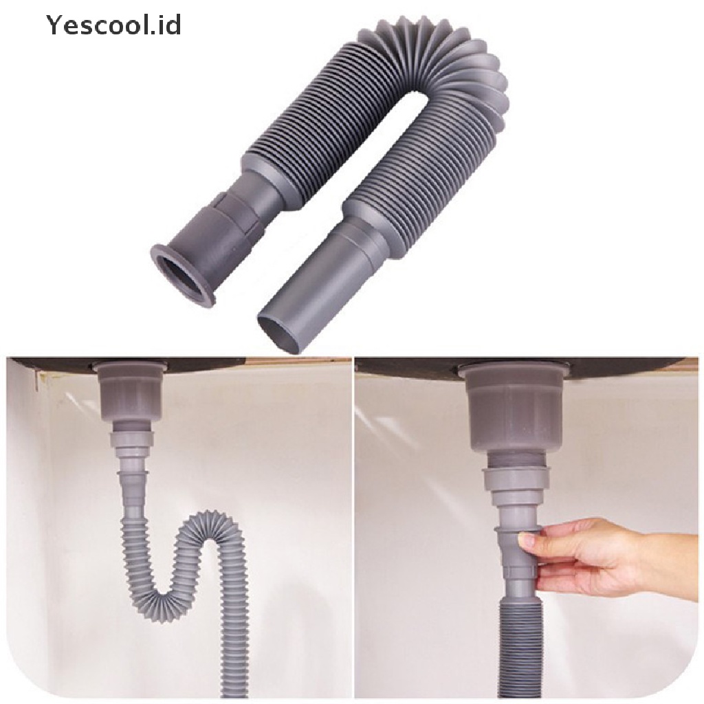 【Yescool】 Flexible Water Pipe Wash Basin Drainage Pipes Lengthen Deodorant Prolong Water Pipes Plumbing Hoses .