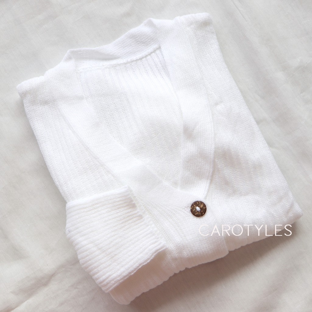 CARDIGAN CROP RAJUT KARDIGAN CARDY RAJUT CROP TOP KOREA FASHION OUTER OUTWEAR WANITA CEWEK PEREMPUAN-CROP SNOW WHITE
