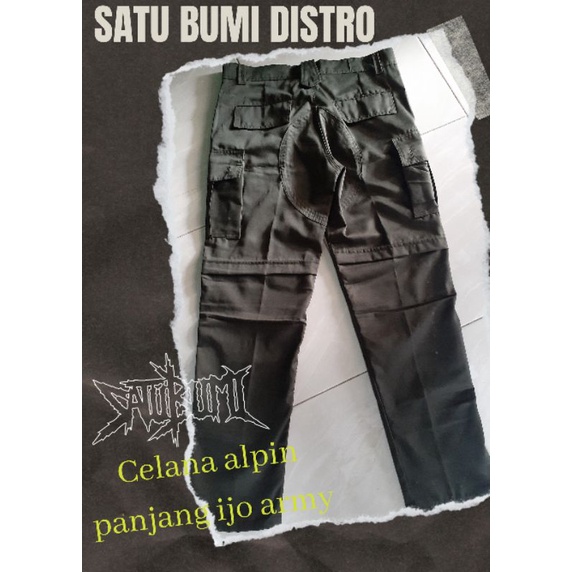 Celana alpin panjang ijo army | celana punk kempol hijau