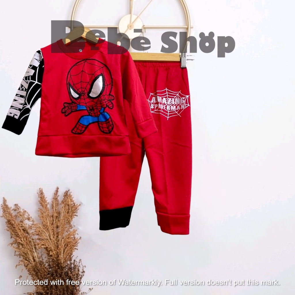 Setelan anak  laki-laki  karakter Spideaman termurah bahan katun usia 0 sampai 4 tahun