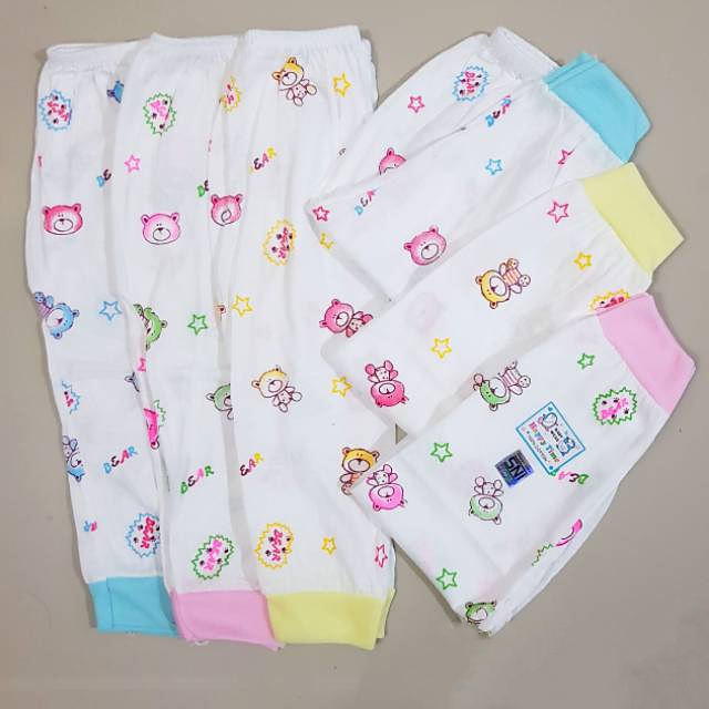 3 PCs Celana Bayi Panjang Newborn LUCKY TIME SNI - Celana Panjang Bayi Motif Dasar Putih