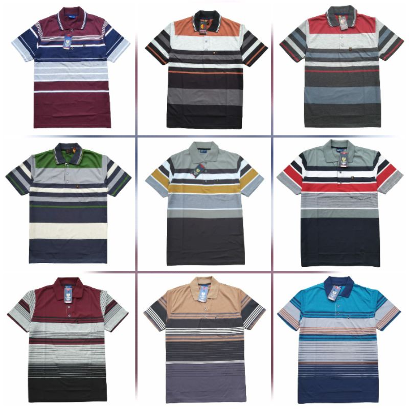 Kaos Krah exlusive pria motif salur pria dewasa 2 XL /XXL