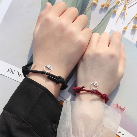 UG 2pcs / 1Pasang Gelang Magnet Couple Gelang Tali Couple Magnet Attract Persahabatan Bracelets Wanita