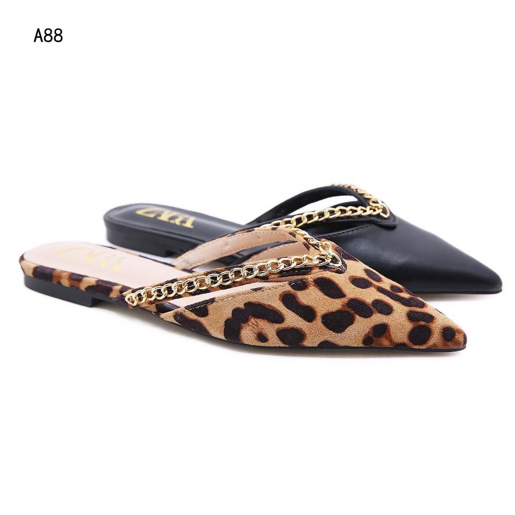 ZRLeopard Print &amp; Black Flat Shoes  #A88