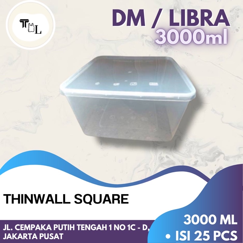 Thinwall Square DM 3000ml / Thinwall Square Libra 3000ml - 25Pcs