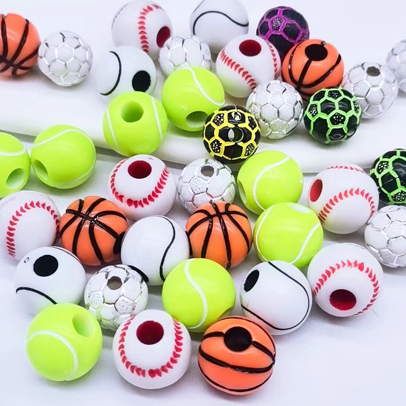 20pcs Manik-Manik Bola Basket / Sepak Bentuk Bulat Untuk Membuat Perhiasan Diy