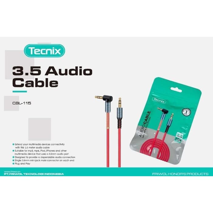 TECNIX Audio Cable AUX CBL-115 panjang 1.5 M original