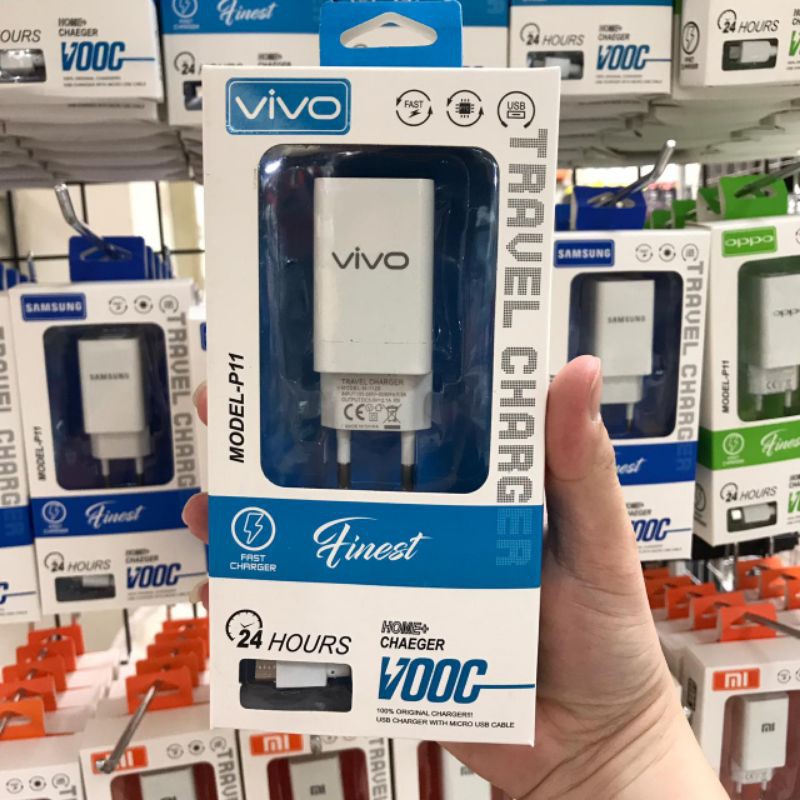 CHARGER VIVO VOOC P11 FINEST 2USB OUTPUT KABEL MICRO USB KUALITAS BAGUS