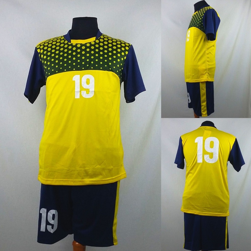 Setelan Baju/Kaos Sepak Bola/Futsal Team/Tim  Dewasa Kuning Polkadot