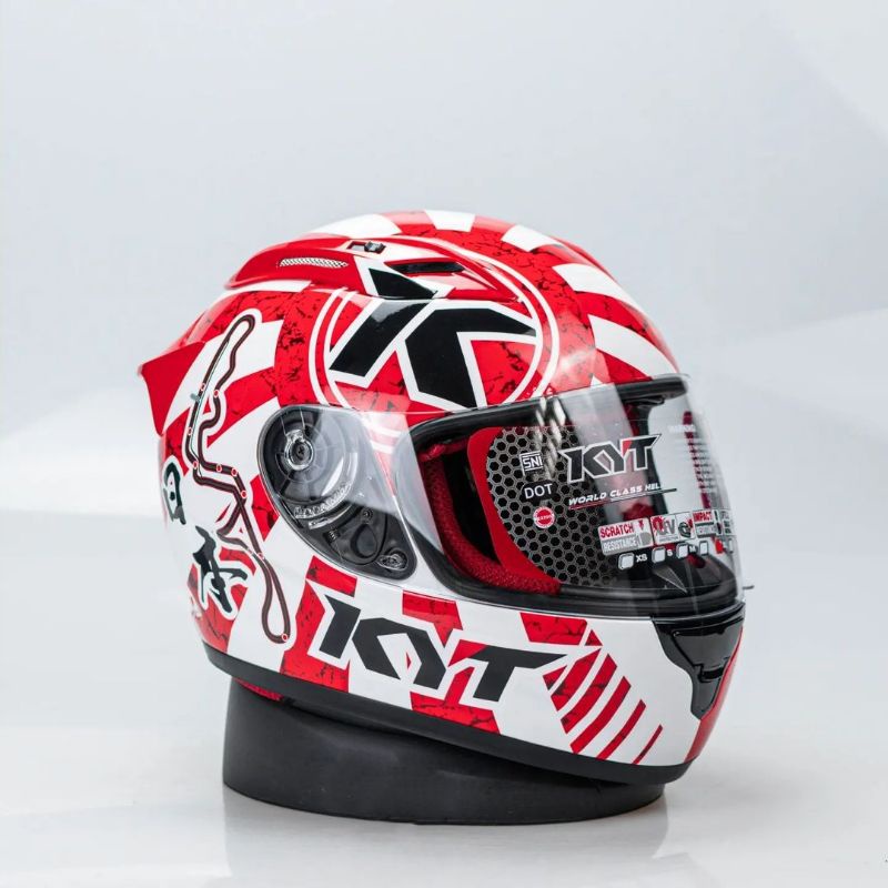 HELM KYT RC SEVEN MOTIF SERI 17 WHITE RED HELM TOURING KYT RCSEVEN MOTIF MURAH KYT RC7 ORI KYT RC 7