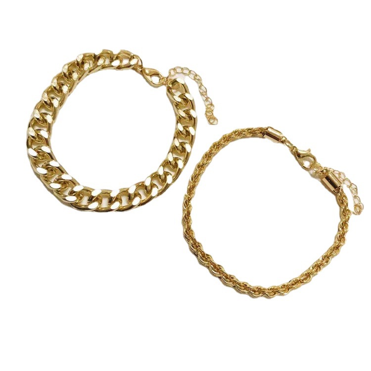 Gelang Rantai Twist Gaya Retro Punk Untuk Pria Dan Wanita