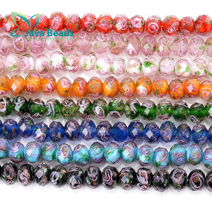 Bahan Gelang Batu Crystal Bunga Lampwork Murano