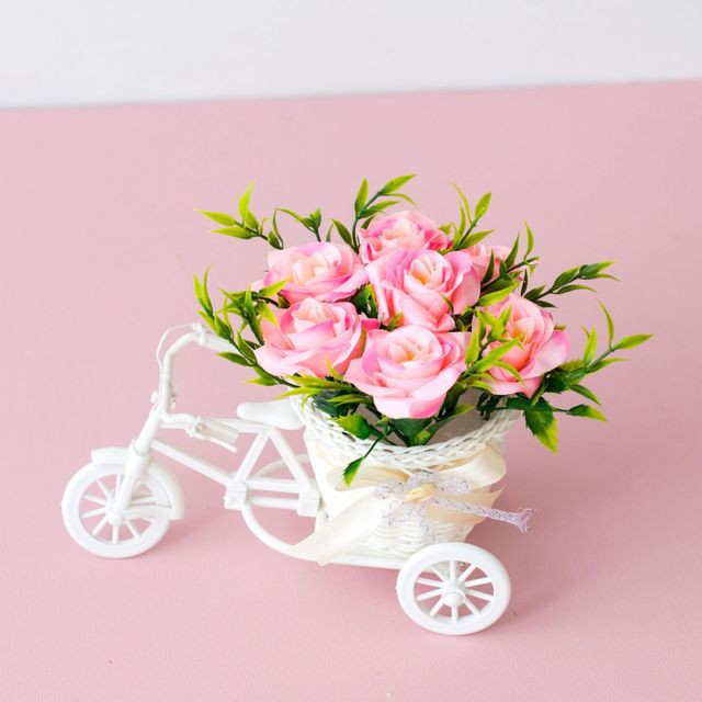 Sepeda Bunga dekorasi Bunga plastik-PS-SC Peach