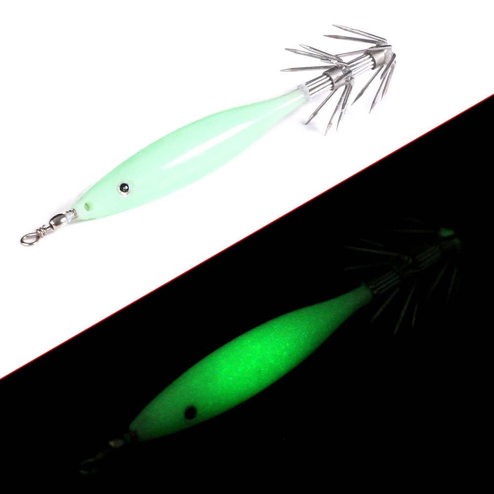 HENGJIA 15pcs Mini Squid Fishing Lure 8cm 3.6g Luminous Cumi Hard Artificial Bait Bass Tackle