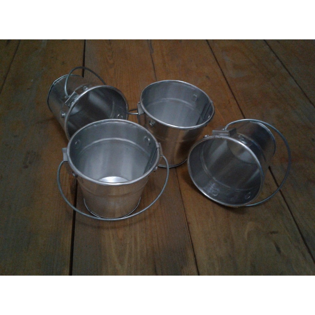 Ember Mini Aluminium Polos Wadah Kue Pot Bucket Kecil 7 Cm