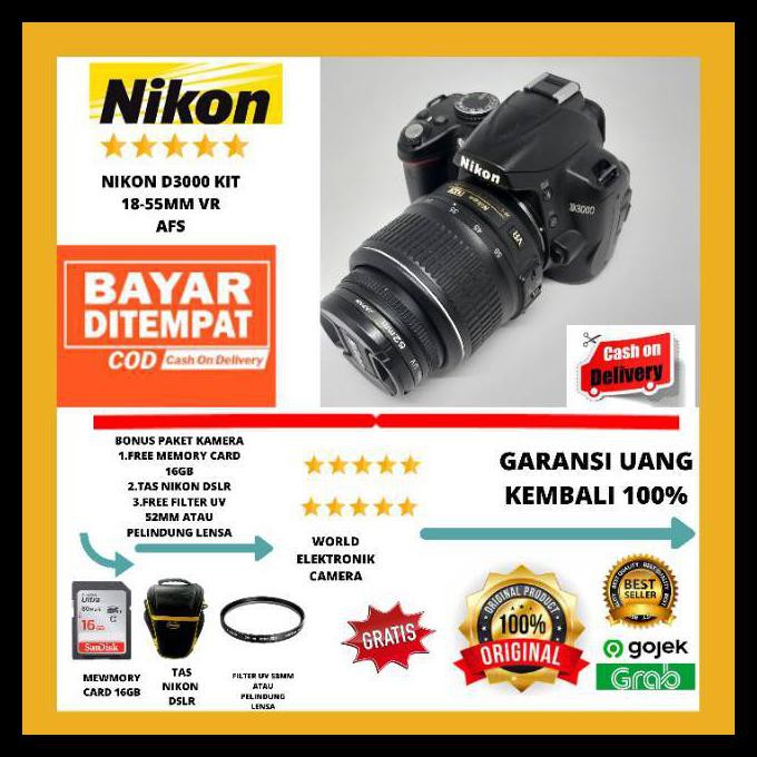 {BISA COD} NIKON D3000 kit 18-55mm  (paket FREE) DISKON Kode 661