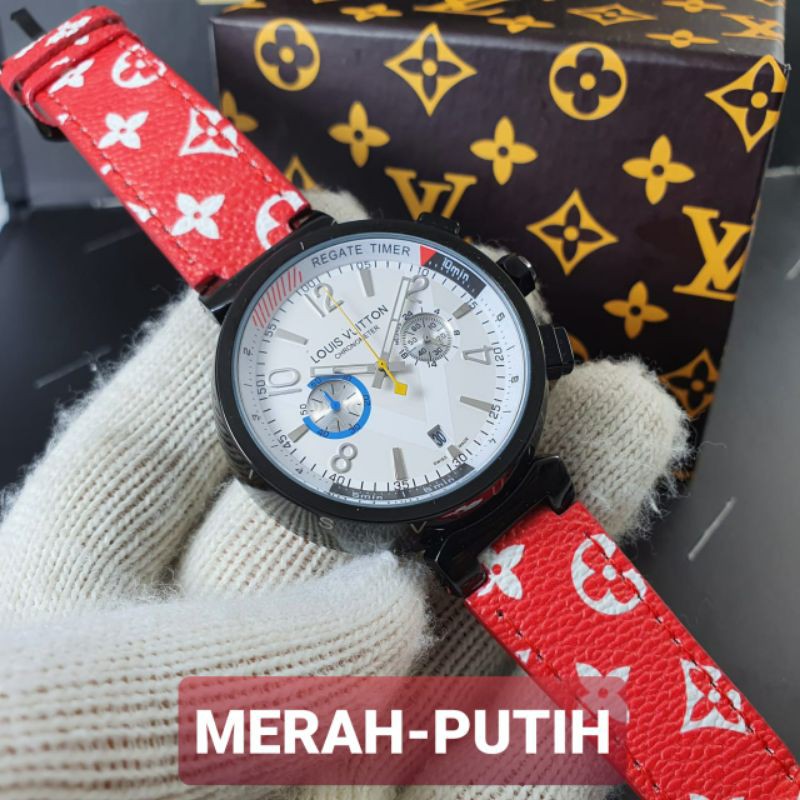 Jam Tangan Analog Pria Louis Vuitton LV127BB Chronograph Grade Semi Super
