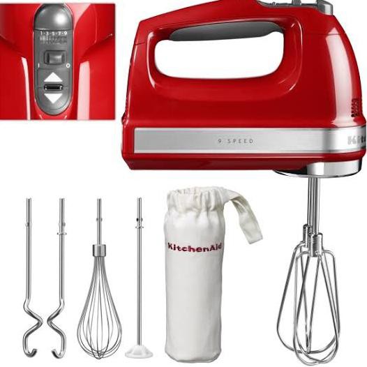 KitchenAid KHM926 Hand Mixer 9 Kecepatan Putih dengan Turbo Beater & Pro Whisk