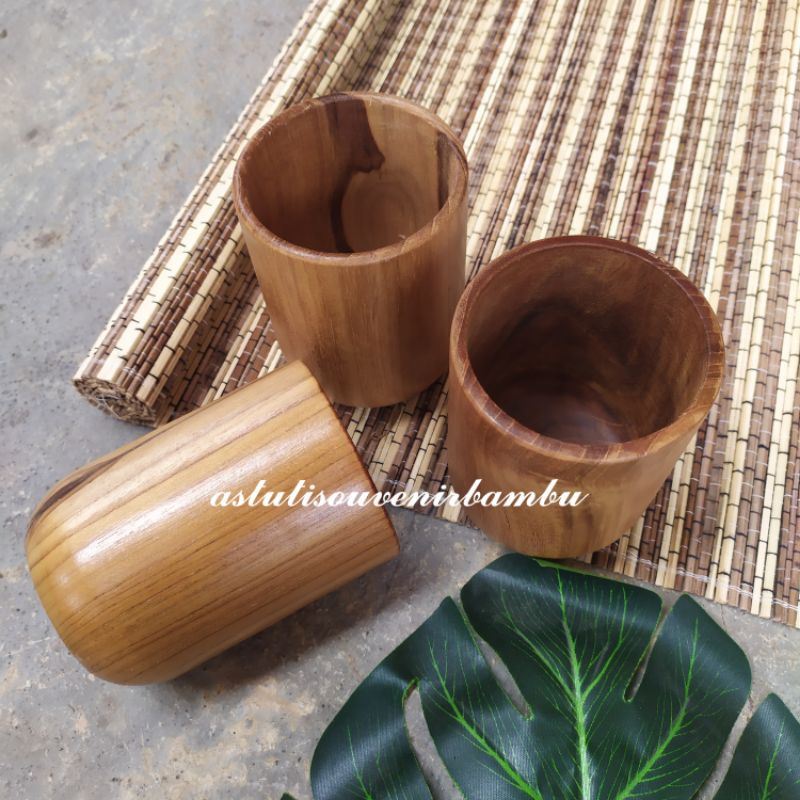 GELAS TABUNG KAYU JATI / gelas kayu / wooden cup / gelas unik / kerajinan kayu / zerowaste