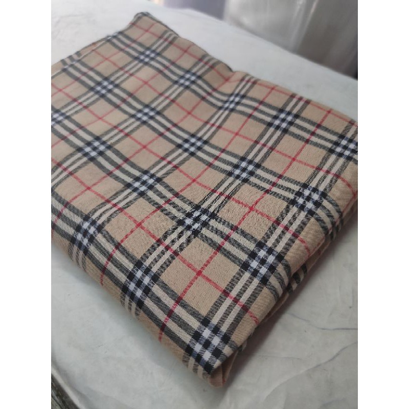 BAHAN KAIN KATUN KOTAK MOTIF BURBERRY CLASSIC PREMIUM METERAN GULUNGAN baju KEMEJA PRIA WANITA(YARD)