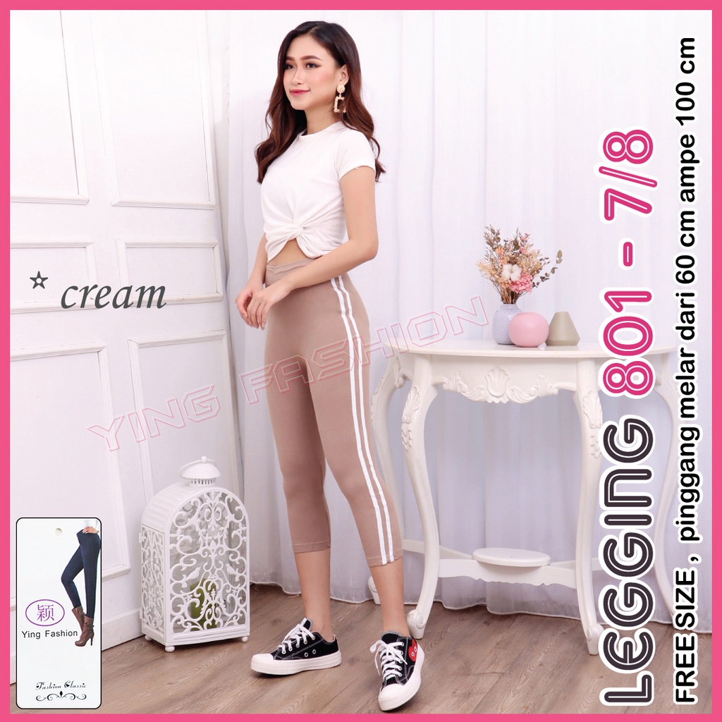 [Grosir Minim 6 pcs ] Legging Stripe PENDEK 7/8 801 / Legging import fashion wanita / legging senam wanita / legging fashion wanita