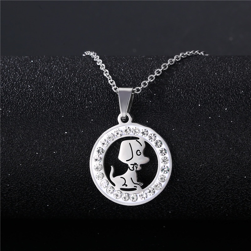 Eropa dan Amerika kreatif puppy kalung stainless steel kalung wanita bear baja Dekorasi tanah liat b
