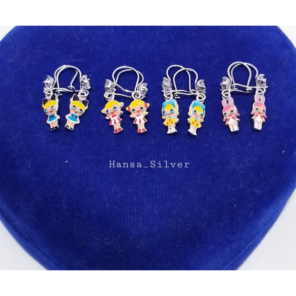 Anting Perak Anak Silver 925 Lapis Emas Putih Model Agogo Karakter Lol