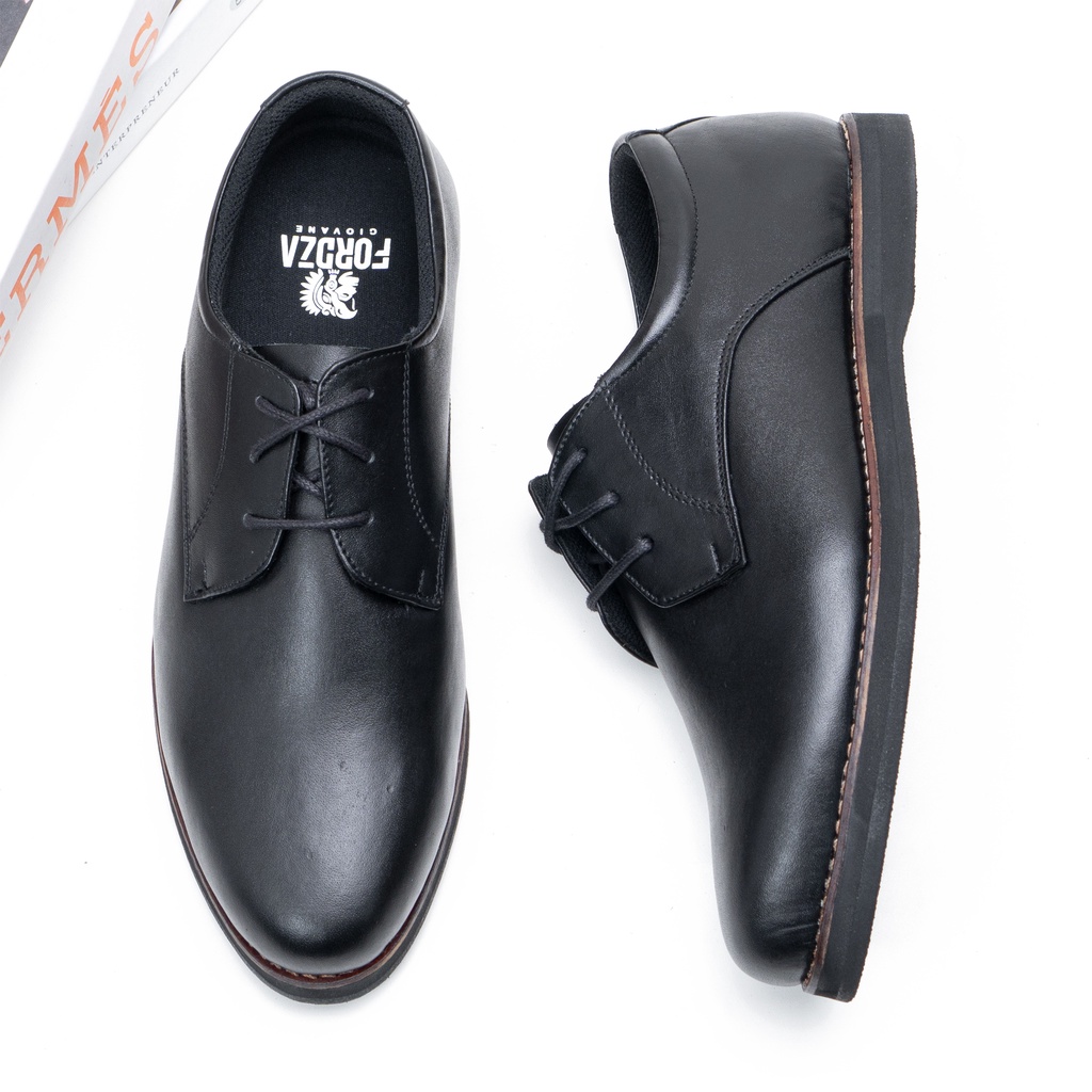 MORALIST OXFORD - Sepatu Pantofel Pria Formal Kulit Asli Pantopel Premium Berkualitas Warna Hitam MD331 HT