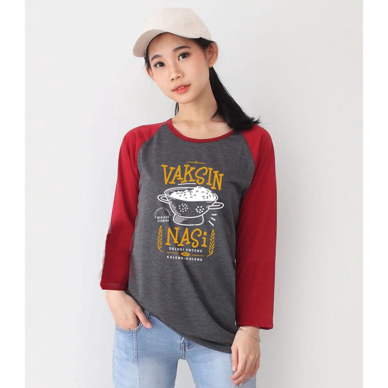 Kaos Raglan Abu Tua Lengan Panjang gambar Vaksinasi