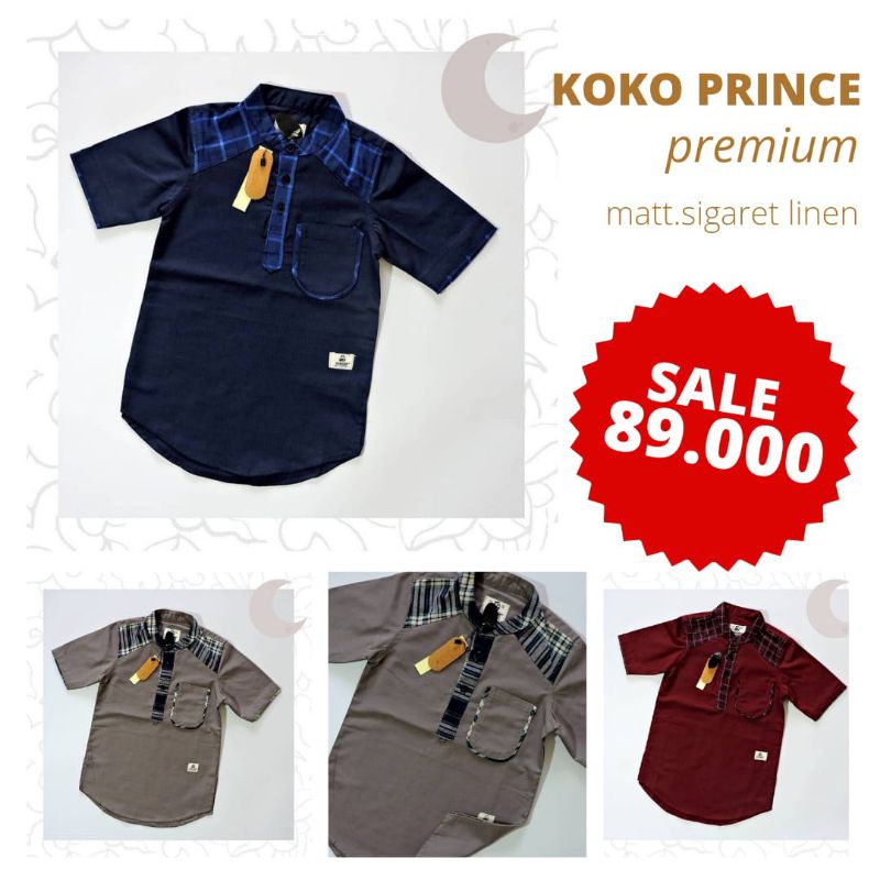 Kurta Anak Laki Laki Prince Baju Koko Cowok Premium Bahan Linen Sigaret Diskon