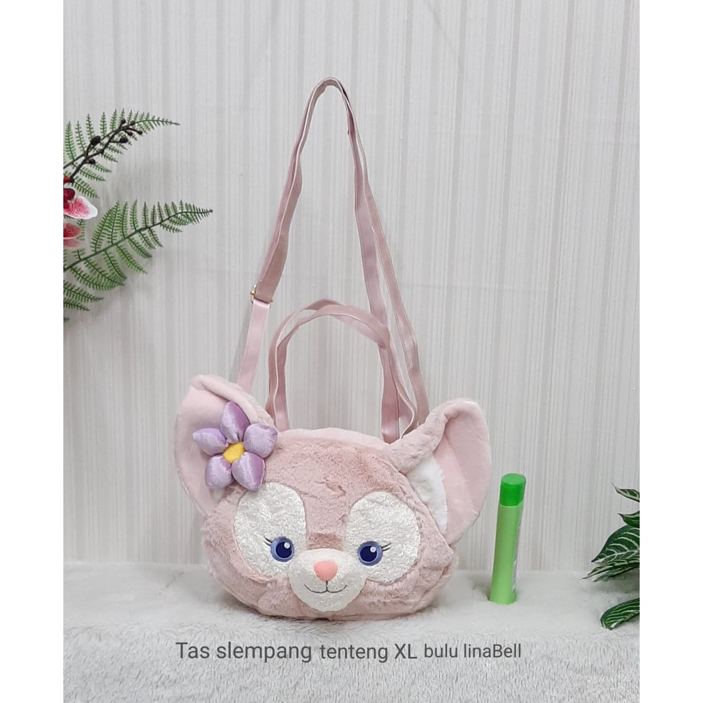 Tas Selempang/Tenteng XL Bulu Linabell Rubah Pink Animal Disney