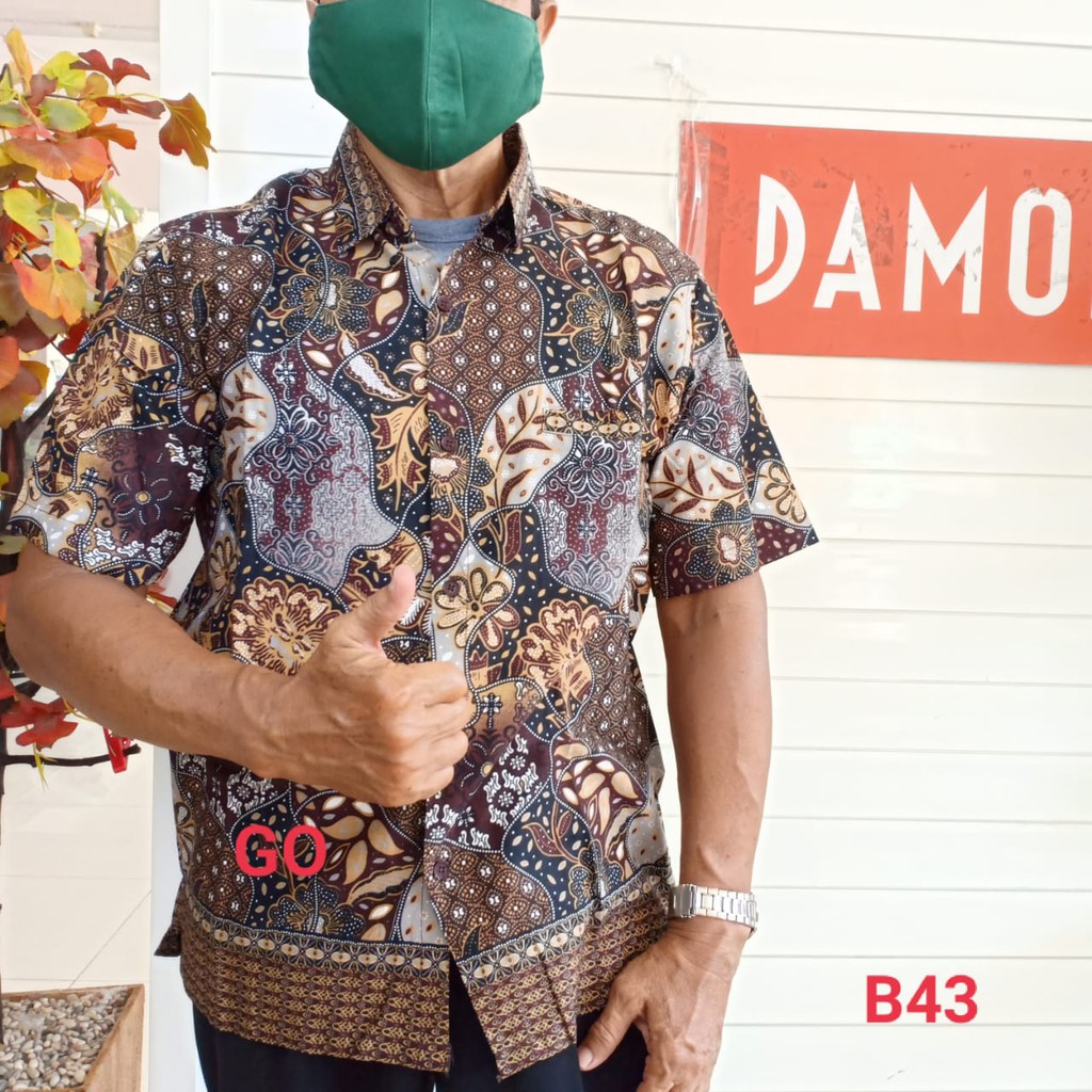 gof BRSA DAMOR (CRESSIDA) KEMEJA BATIK Cowok Pakaian Pria Batik Lengan Pendek