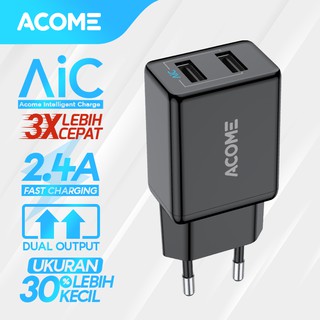 ACOME Charger Adaptor Original 2.4 A AiC Fast Charging 2 Port Micro USB Samsung OPPO iPhone AC03