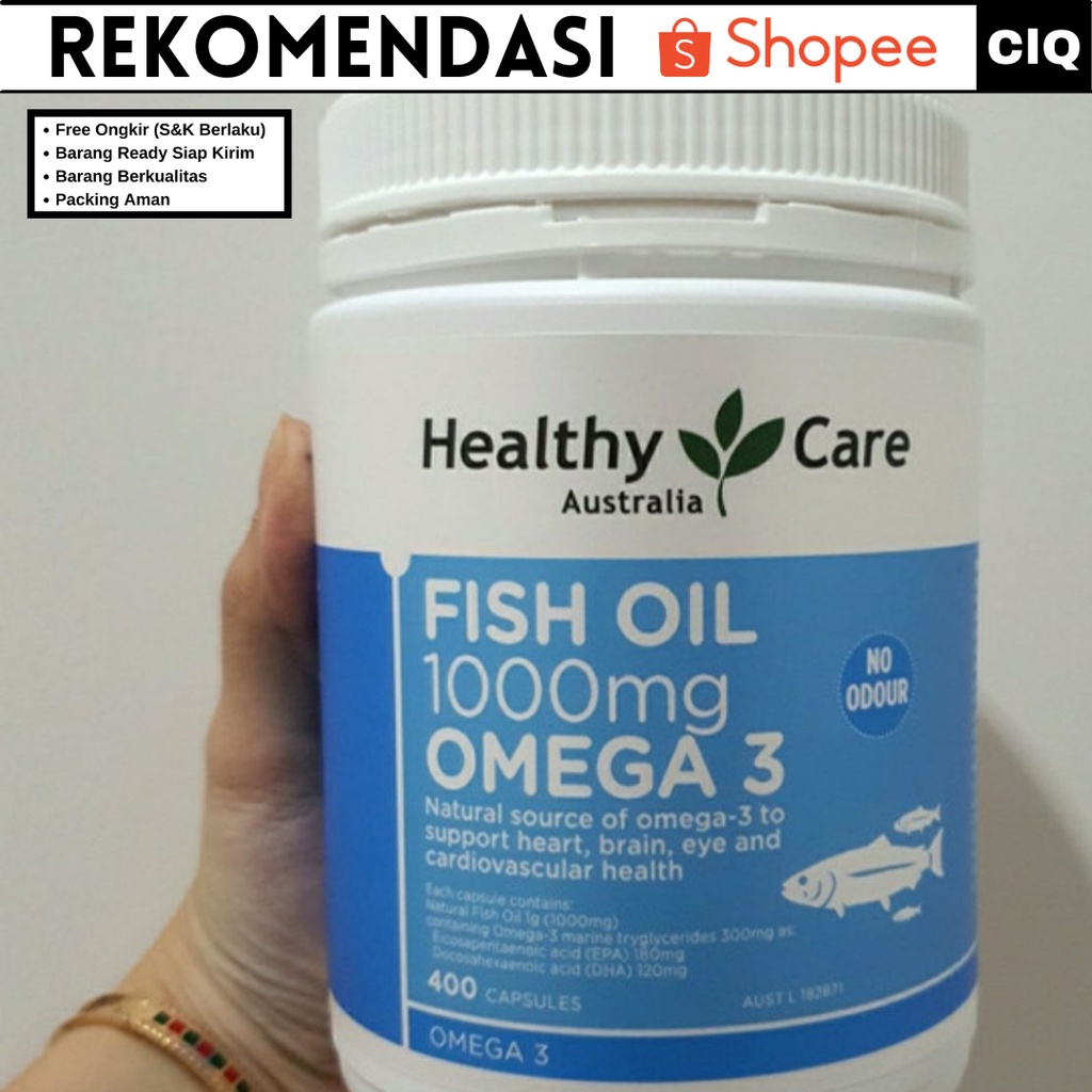 Minyak Ikan Omega 3 Australia Healthy Care Fish Oil 1000mg 400 Kapsul