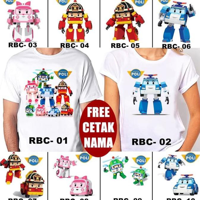 Jual Open Ds Kaos / Baju Robocar Poli Dewasa 20 Desain (Free Tulisan