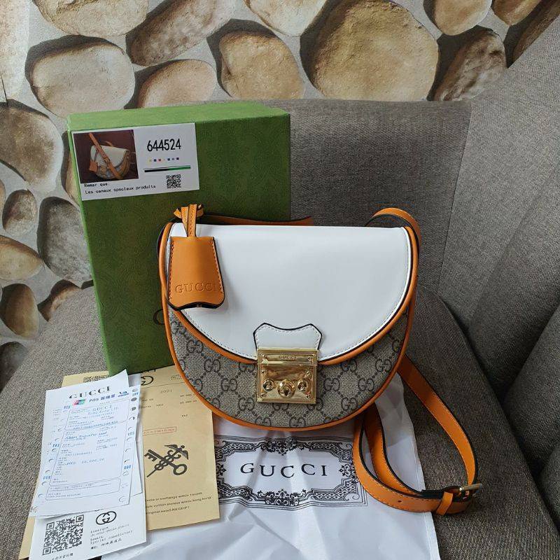 Gucci* Padlock Shoulder Crescent Small Orange Leather AP644524-2 (Pls baca deskripsi lengkap)