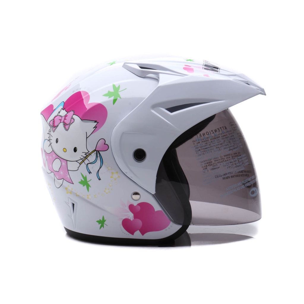 Helm WTO Z1R Pet - Fairy Catty - Putih - Half Face ALL SIZE