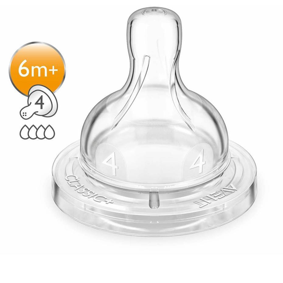 Avent Teat Fast Flow 4 H Normal Airflex - Nipple Dot Classic 6+ Isi 2 SCF634/27