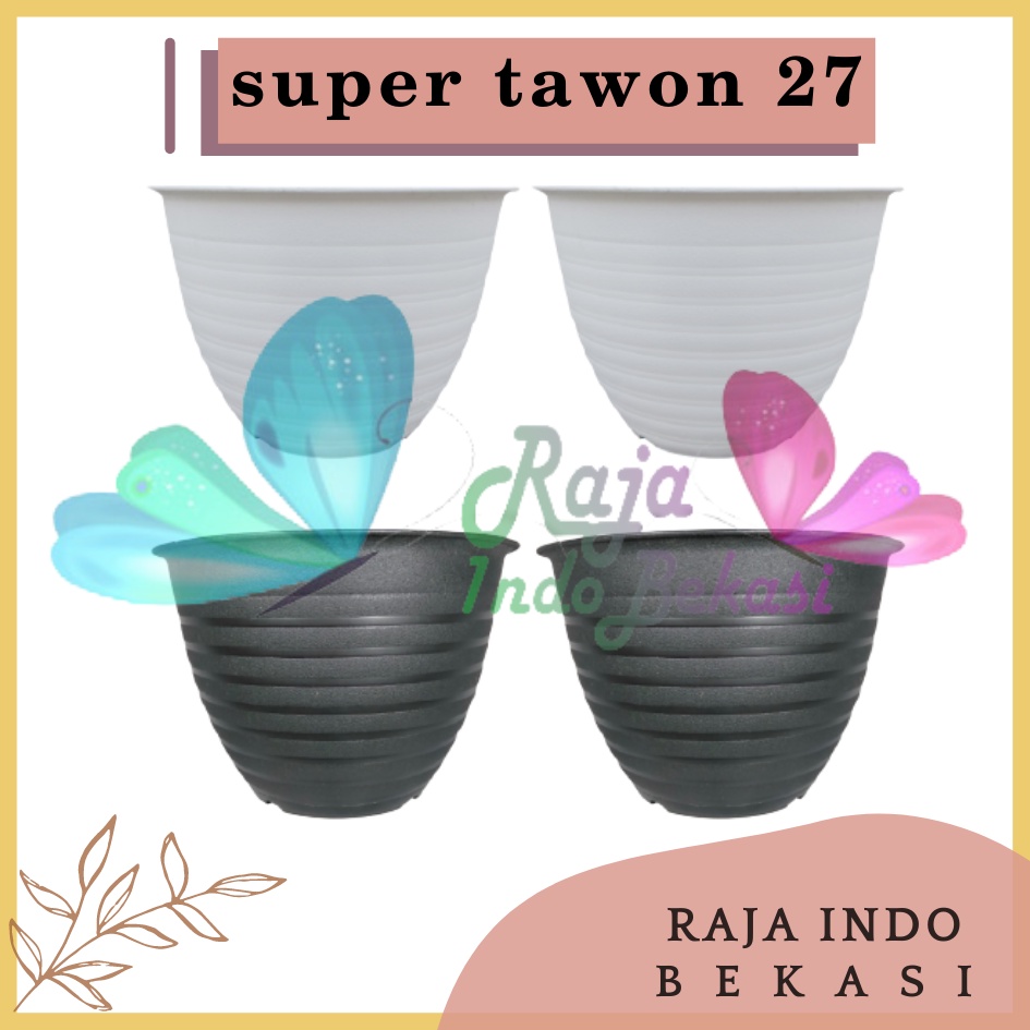 Pot Super Tawon 27 Cm Putih Hitam By Garden Of Love Tawon Pot 27CM - Pot Tawon Madu Jet Gusi 30 32CM