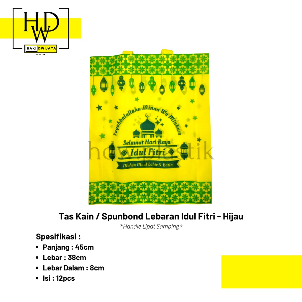 

[Isi 12Pcs] Tas Kain Spunbond Idul Fitri 38x45x12cm - Kuning
